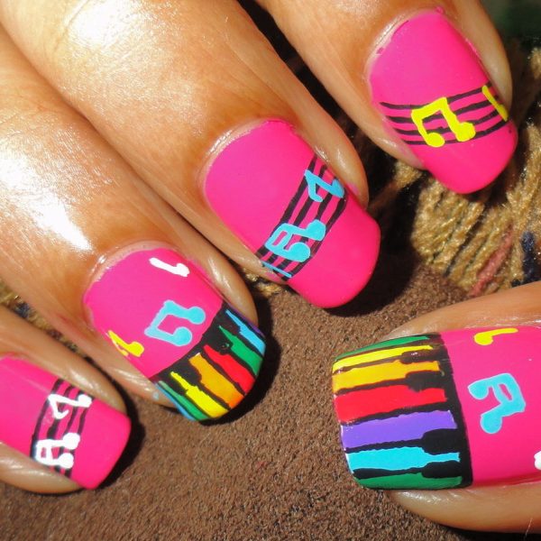 music notes nail art tutorial